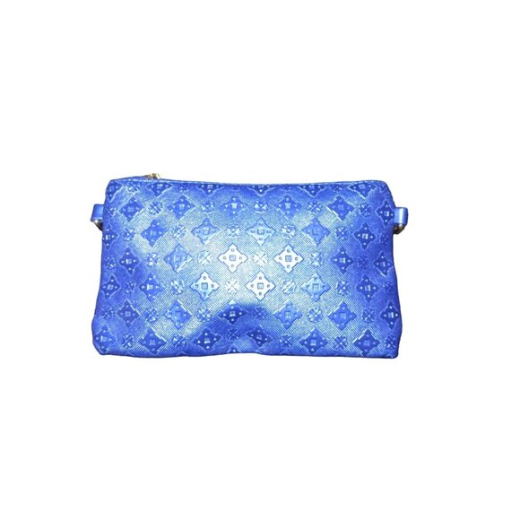 BOGO FORTEXO Cobalt Blue PU Diamond Pattern leather 3 bag crossbody set New - Picture 11 of 16